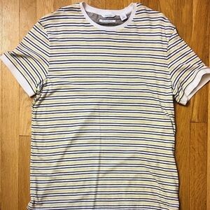 Calvin Klein Blue and Yellow Striped Tee